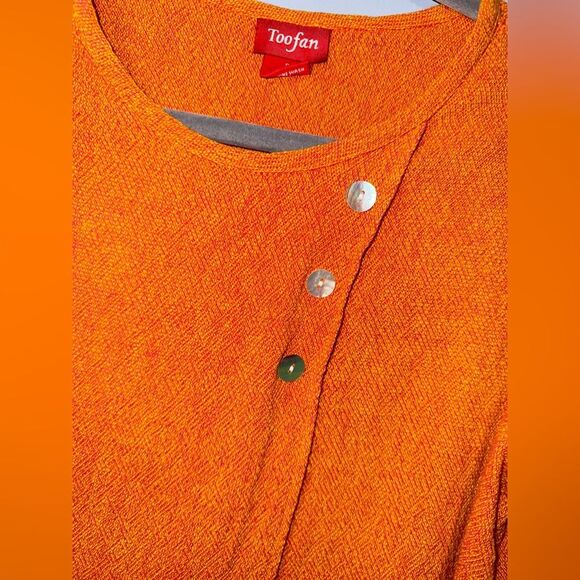 Toofan Artsy Lagenlook Cotton Orange Buttoned Layered Tunic Top Size Small EUC - Picture 2 of 9